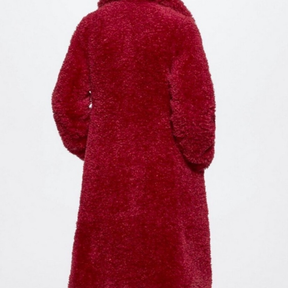 Mango Deep Red Teddy Jacket size XXS NWT - Picture 2 of 9